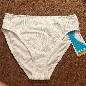 Coco Reef White Textured High-Cut Bikini Bottom